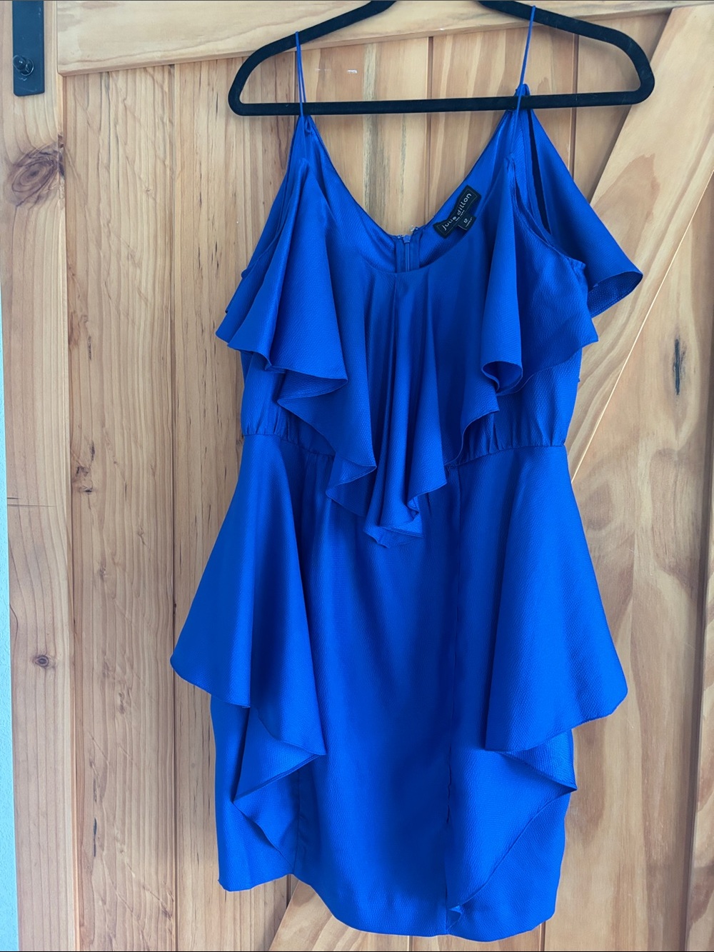 Ruffled Cold-Shoulder Camisole in Cobalt Blue